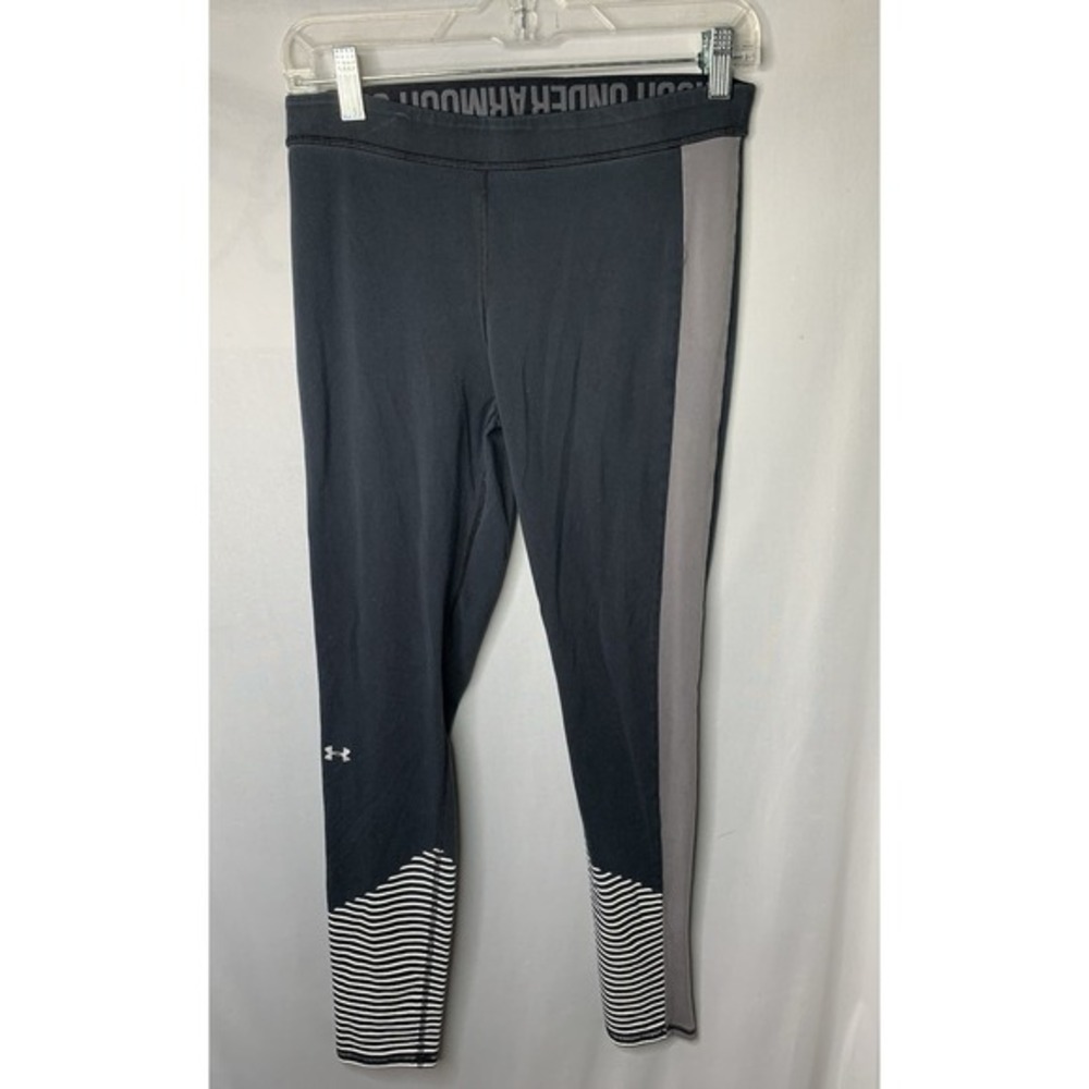 Women's S/M Under Armour Grey Black Active Leggings Striped